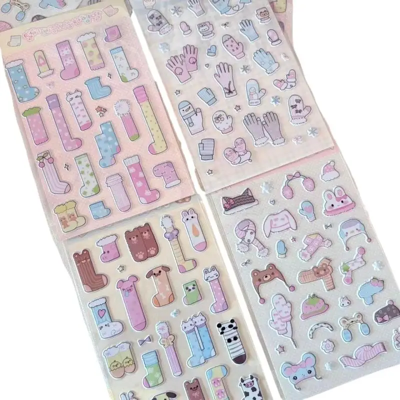 1 pz calzini invernali guanti sciarpe cappelli adesivi in schiuma 3D adesivi decorativi creativi per manuali fai da te adesivi per telefono portatile carino