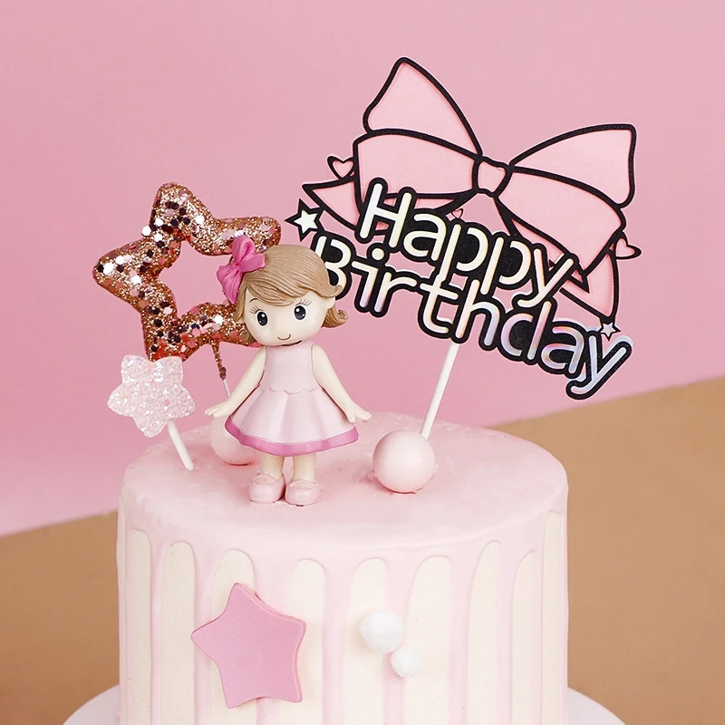 Kleines Mädchen Geburtstagstorte Topper Süßes Mädchen Kuchendekoration 1. Ein Jahr Geburtstag Party Babyparty Taufe Kuchendekoration