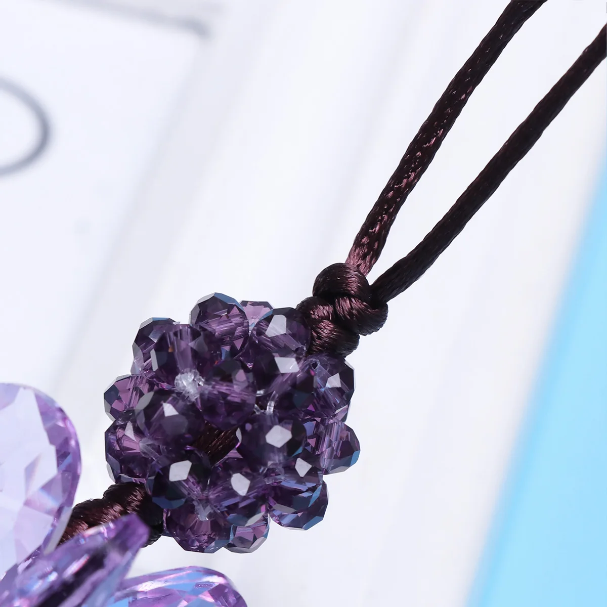 

Crystal Flower Purple Car Hanging Charm Pendant Elegant Car Rearview Mirror Decoration Crystal Hanging Ornament
