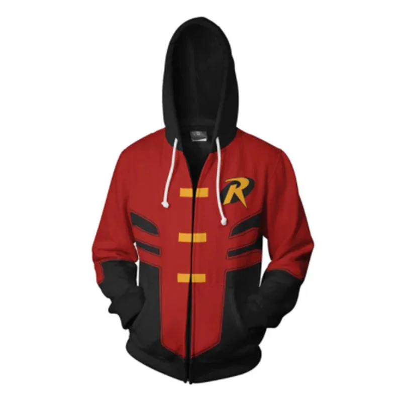 Nightwing 슈퍼 히어로 코스프레 의상 Nightwing 후드 티 셔츠 자켓 후드 코스프레 탑 남성 여성 운동복