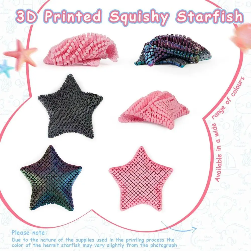 

Красочные украшения в виде морской звезды, шарнирные подвижные суставы, 3D-печатная морская звезда, градиент, многоцветная подвижная морская звезда