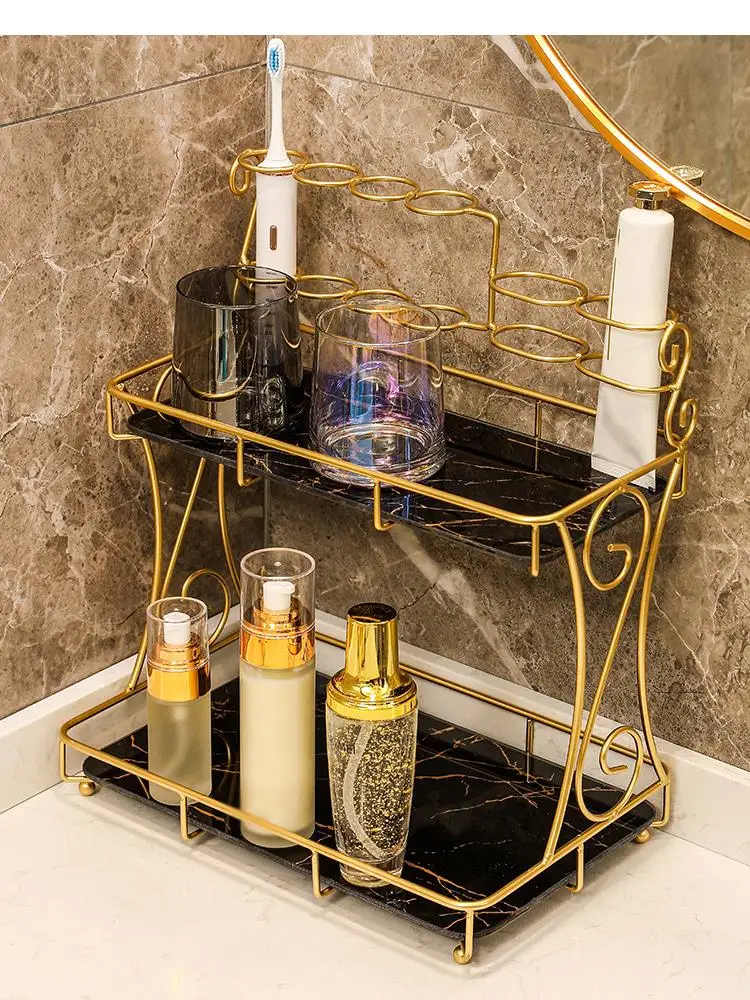 

Glass Bathroom Shelves Toothbrush Toothpaste Holders Home Bathroom Supplies Storage Racks Metal Brackets Mouthwash Cup Holders