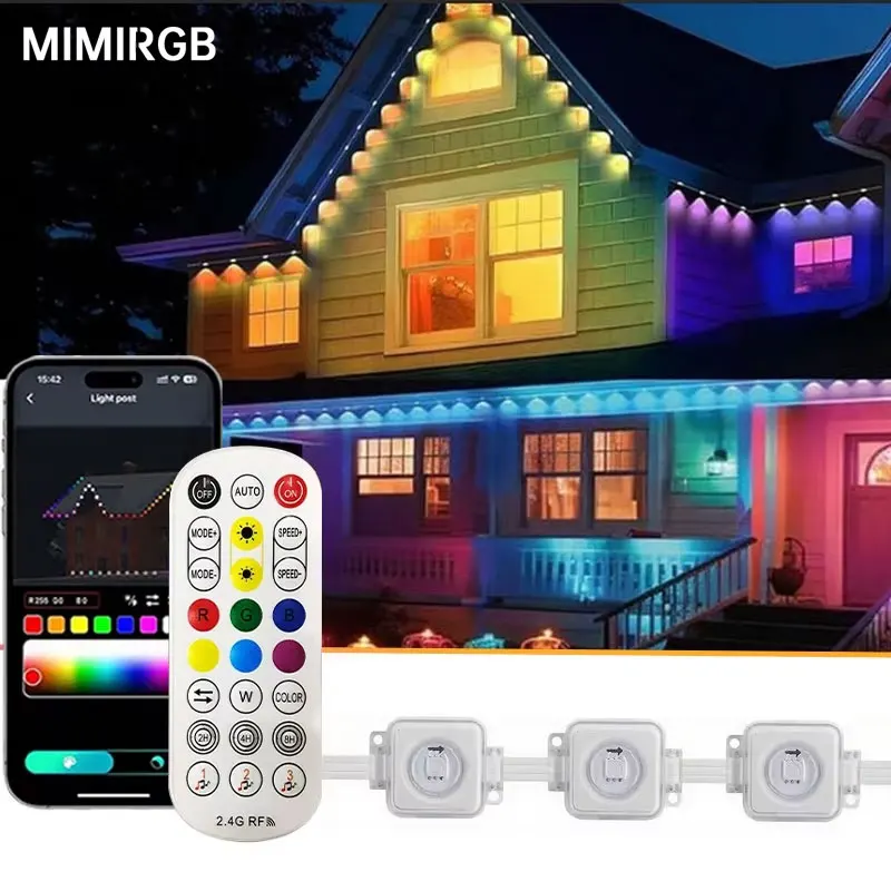 

Smart RGB Eave Lights App & Remote IP67 Permanent Outdoor LED String Lights Home New Year Christmas Birthday DIY Lighting