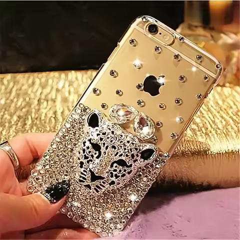 Rhinestone Leopard head Case For Samsung S24 S25 S20 S21 FE S22 PLUS S23 Ultra Note 10 20 Phone Case Diamond Cover coque