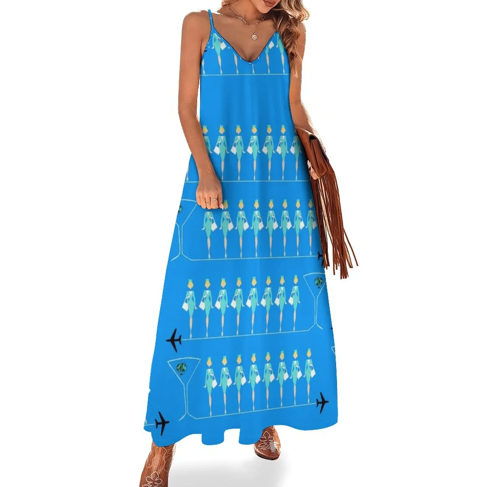 

Classic Retro Flight Attendant Sleeveless Dress Women's summer suit long dress women summer Dress