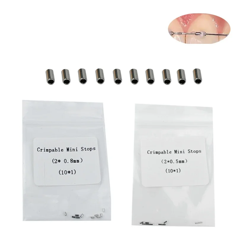 10pcs/bag Dental Orthodontic Crimpable Mini Stops 0.8/0.5mm Metal Stops for Archwire Brackets Orthodontic Dental Clinic Lab Tool