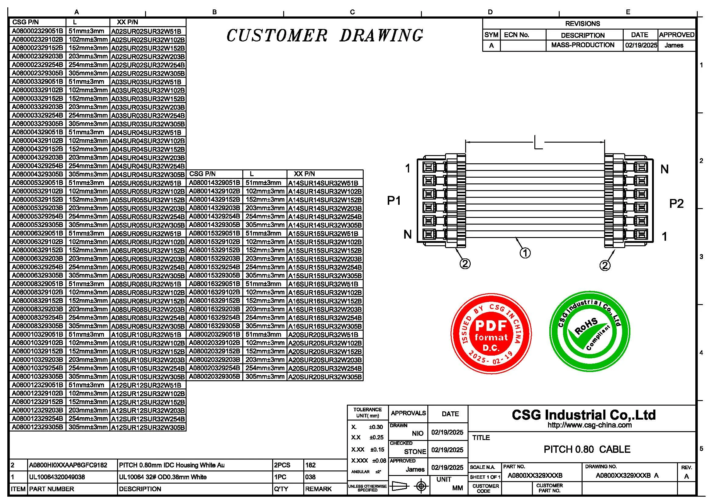 Alternatives A04SUR04SUR32W203B,A10SUR10SUR32W203B,A16SUR16SUR32W305B,A14SUR14SUR32W254B,A08SUR08SUR32W203B,Cable IDC
