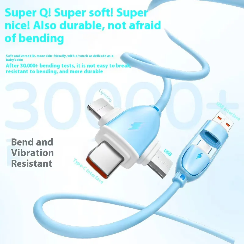 Suporte de telefone usb 3 em 1, multifuncional, cabo de dados de carregamento rápido, cordão de pulso de silicone, portátil, adequado para apple c a c