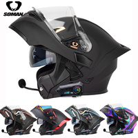 SOMAN Flip Up Motorcycle Helme Full Face  DOT Motorcycle Helmet Dual Visor Lens Racing Casco Casque Moto Bluetooth Helmet