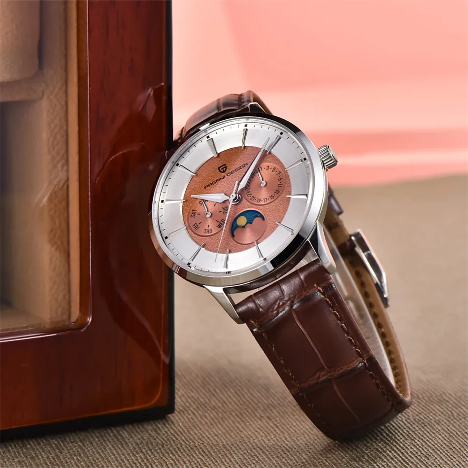 

PAGANI DESIGN 2025 New 40MM Men Moonphase Business Multi time zone Quartz Watch Sapphire Glass Men Quartz Watch Gift Men watches