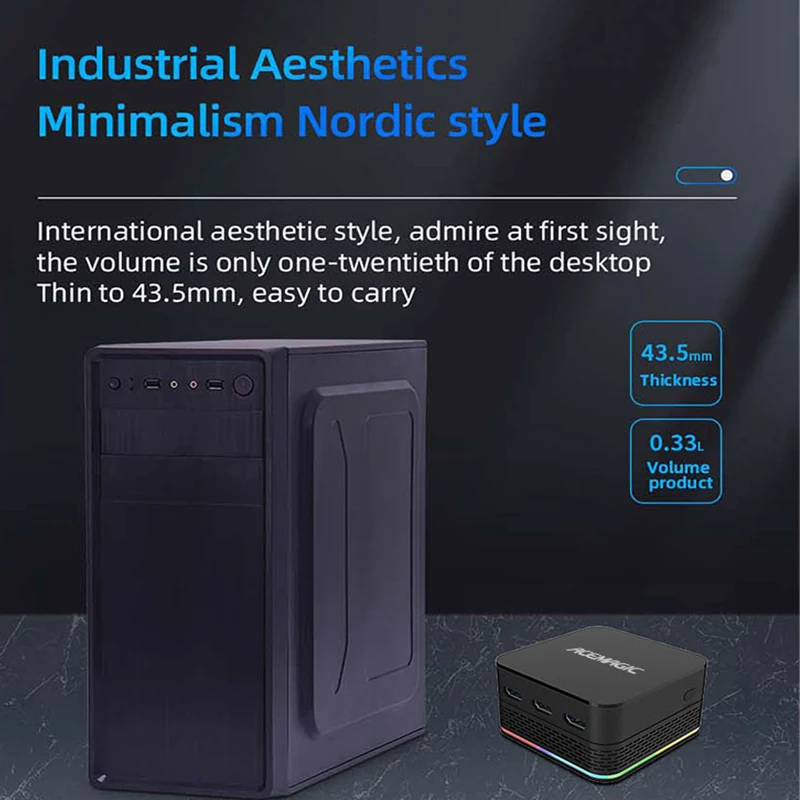 ACEMAGIC-Mini PC Alder Lake-N100 LPDDR5, 16G, SSD512, WiFi, 5 BT/4,2, Windows 11Pro, RGB Surround Light
