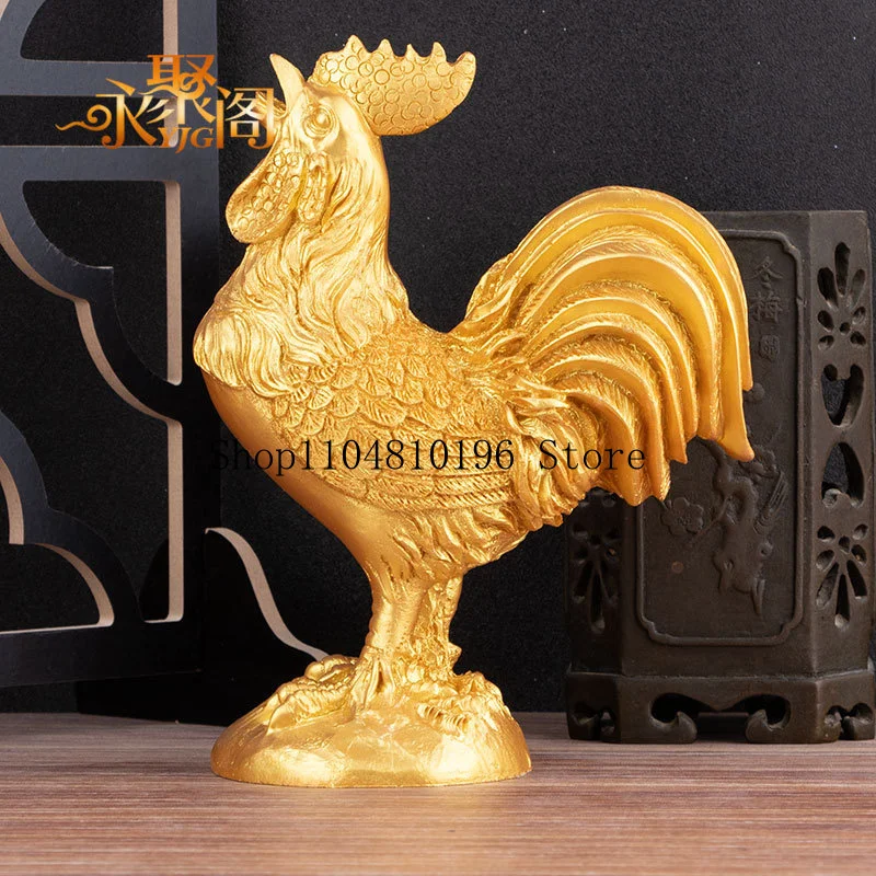 Factory direct sales: golden rooster figurines, resin rooster ornaments, bronze-like rooster decorations, twelve zodiac animal r