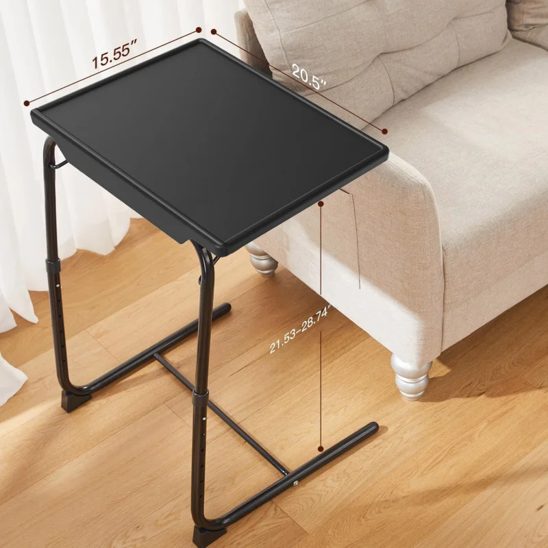 Adjustable TV Tray Table - TV Dinner Tray on Bed & Sofa, Comfortable Folding Table with 6 Height & 3 Tilt Angle Adjustments