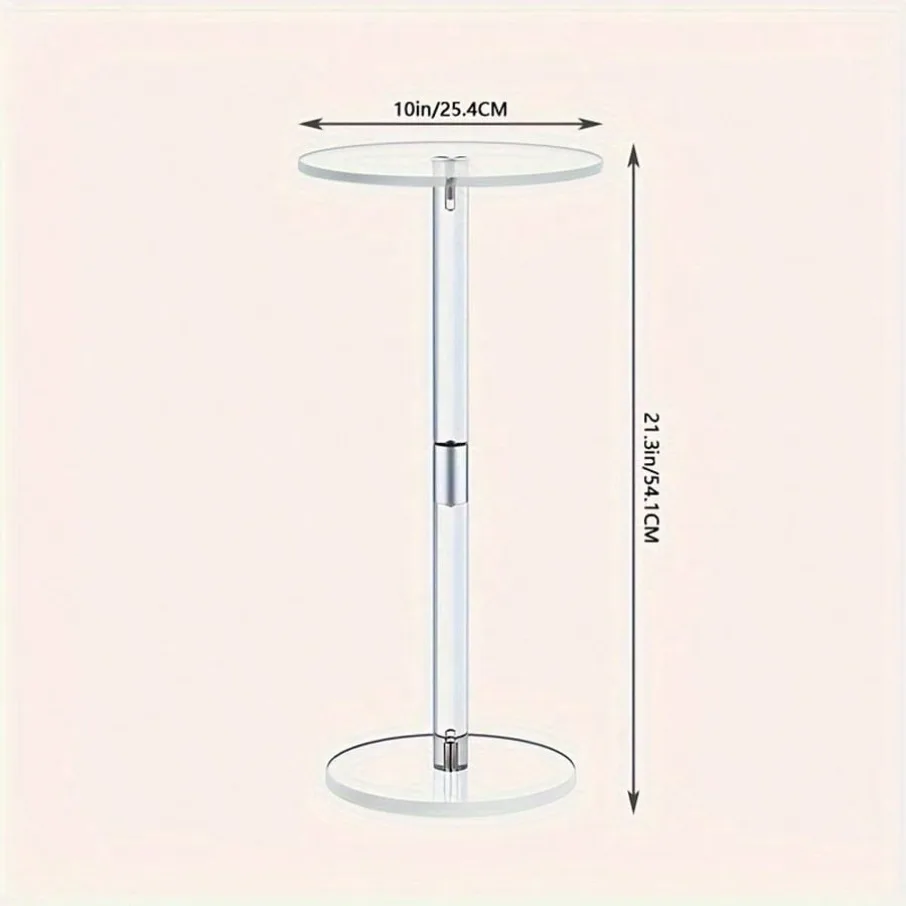 Transparent Tea Table Acrylic Side Small Round Simple Creative Corner Modern Table Space Saving Drink Table for Liveingroom