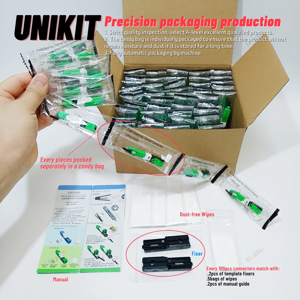 100% originale nuovo UNIKIT ESC250D SC/APC UPC connettore rapido in fibra ottica FTTH Single Mode ottico veloce accoppiatore flangia