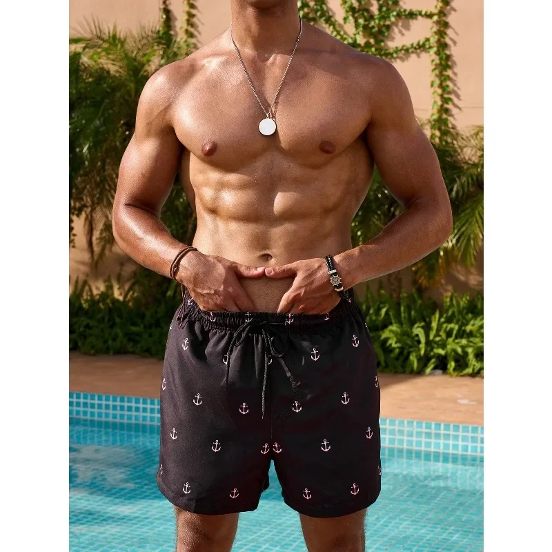 

Men's swimming trunks, drawstring waist, front lace-up design, with pockets, vacation casual Hawaiian stylenv