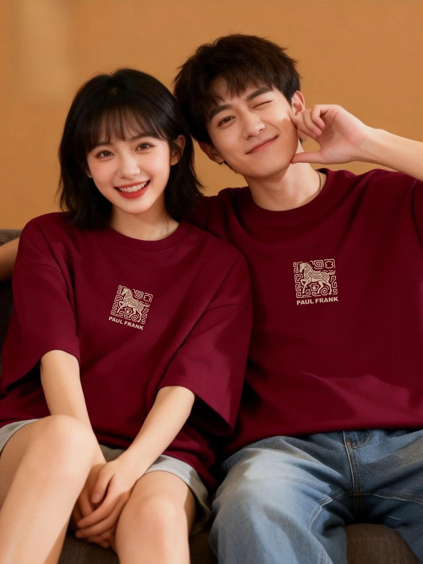 

Хлопковая футболка Monkey ort Sve из чистого хлопка, одежда для пар на Новый год, повседневная одежда с круглым вырезом