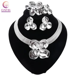 CYNTHIA Elegant Women's Necklace Earrings Dubai Silver Plated Jewelry Set Fashion Trends Wedding Party Anniversary Gifts