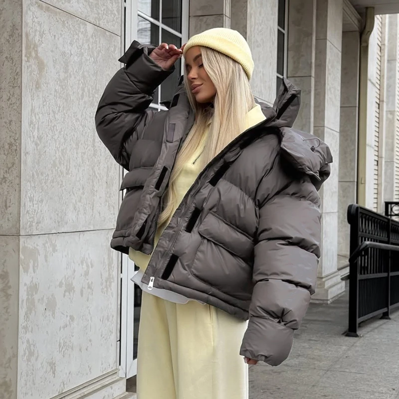 All-Matched Solid Women's Cotton Coat Hooded Zipper Full Sleeves Thicken Casual Jacket 2026 Autumn Winter Lady Fashion Tops
