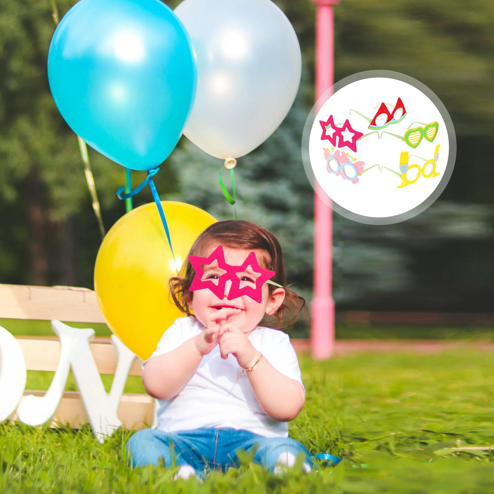 

5Pcs Glow in The Dark Party Glasses Creative Felt Print Birthday Photo Booth Props Eyewear Costume Glasses