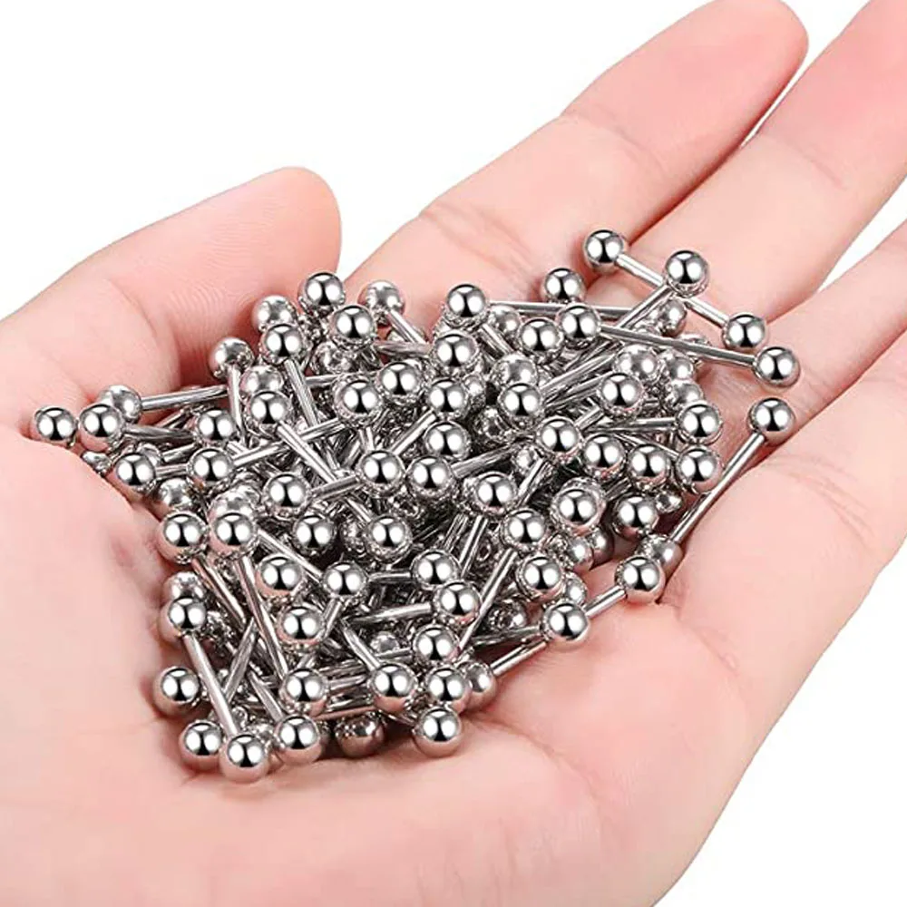 20 Pcs/Lot Stainless steel Tongue Ear Rings Bars Barbell For Woman Man Unisex Body Piercing Jewelry Wholesale