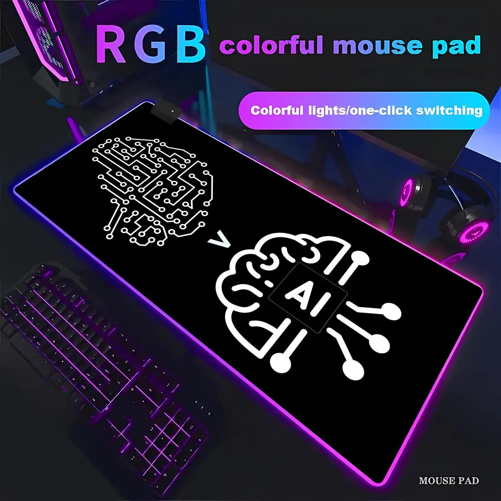

Minimalist AI Brain Mouse Pad - Modern Mouse Pad Animation Games RGB HD Gamer Large LED Light XXL PC Computer pad Non-slip Decor