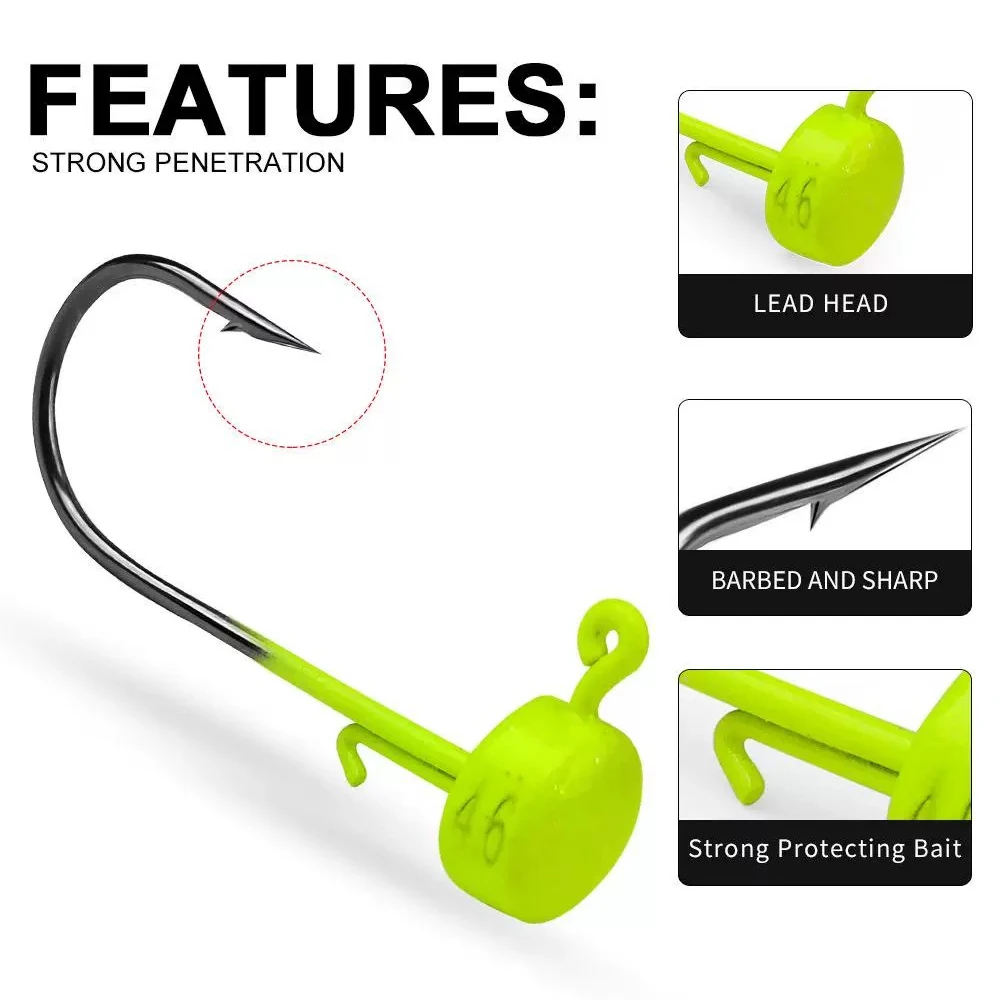 GOBAIT Ned Rig Fishing Hooks 2.8g 3.5g 4.6g 7g Jig Head Mushroom for Soft Lure Bass Jigging Tackle Box Finesse Tool 5-20Pcs Hook view 3
