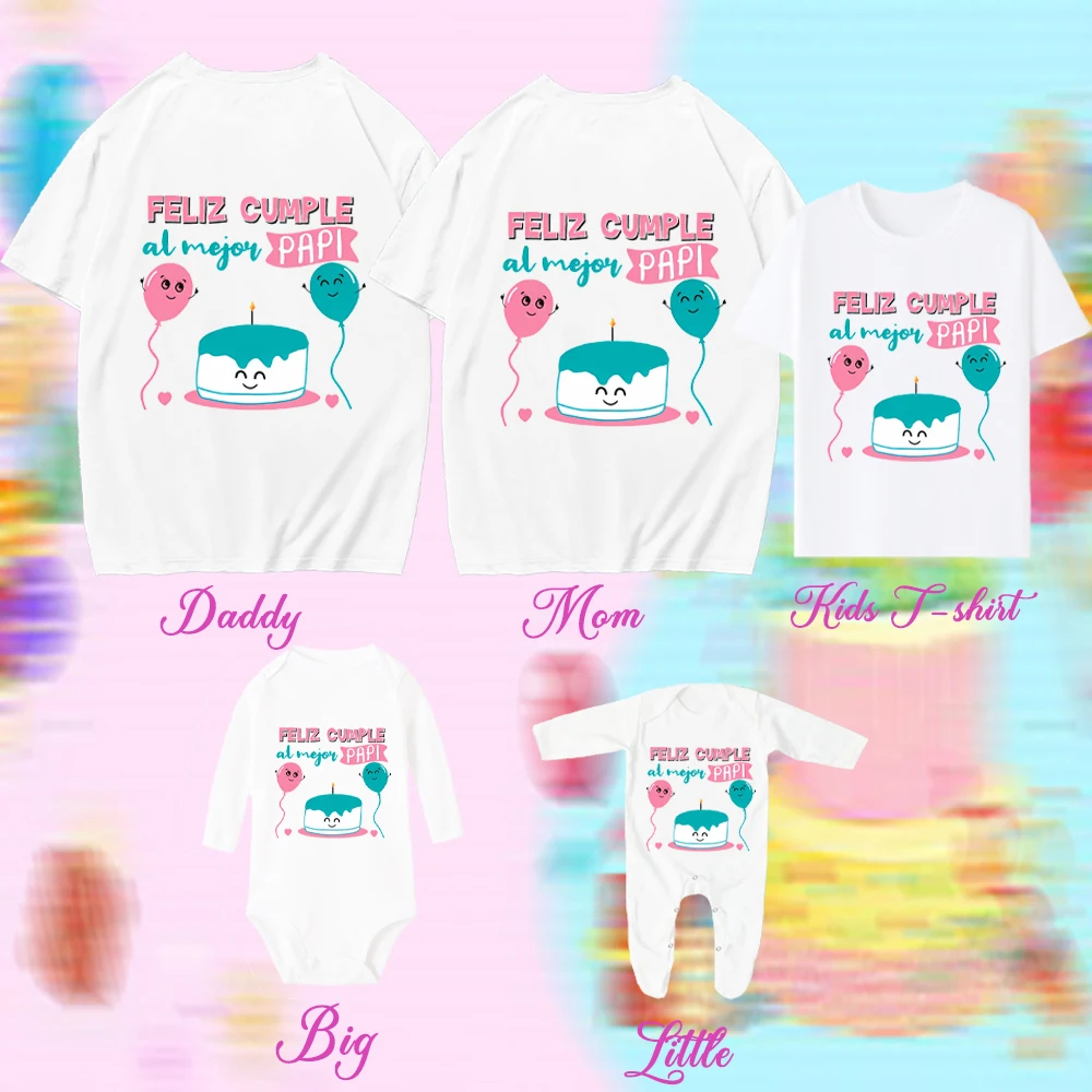 Happy Birthday To The Best Dad Print Family Matching Outfit Comfy Loose Comfort T-shirt+Romper Set Best Surprise Birthday Gift