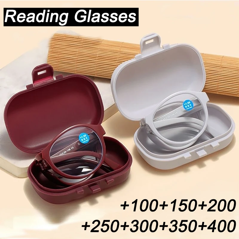 

Portable Folding Reading Glasses for Men and Women Fashion Mini Presbyopic Glasses with Glasses Case Anti blue light 1.0x ~ 4.0x