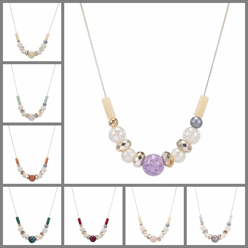 Simple acrylic bead chain, small fresh and versatile necklace, women's fashion super fairy temperament necklace jewelry, Dongdae