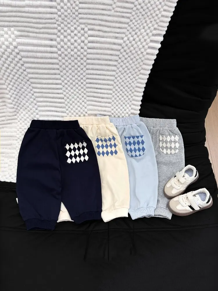 2026 Ultra Soft Loose Fit Cuffed Joggers for Baby Toddler Boys Girls with Diamond Applique Pockets Casual Autumn Versatile Pants