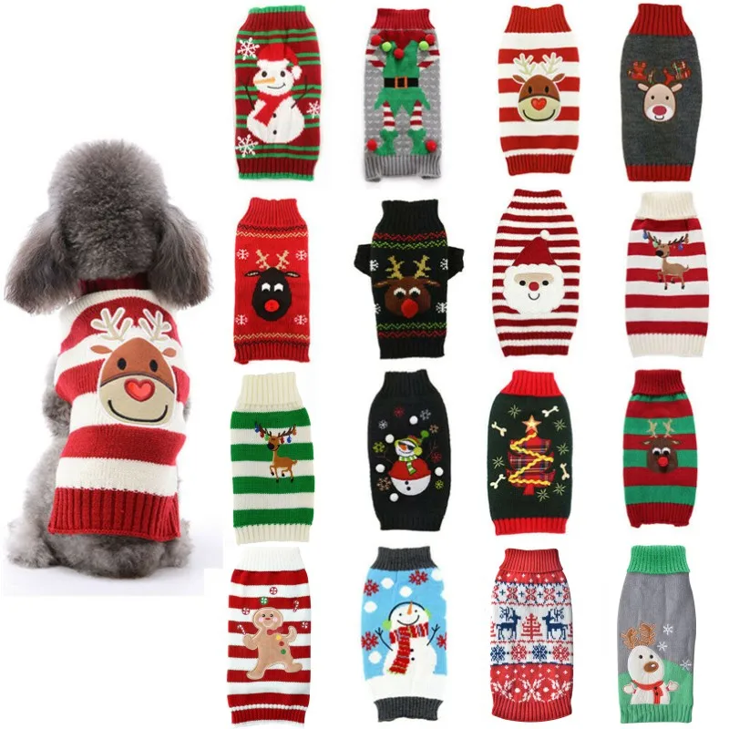 Cute Cartoon Reindeer Sweater for Pets Warm Costume Christmas Dog Sweater Puppy and Cat Jumper Knitwears Winter Dog Clothes