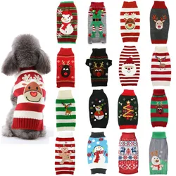 Camisola de rena bonito dos desenhos animados para animais de estimação, traje quente, camisola do cão do Natal, cachorro e gato Jumper, malhas, roupas de inverno