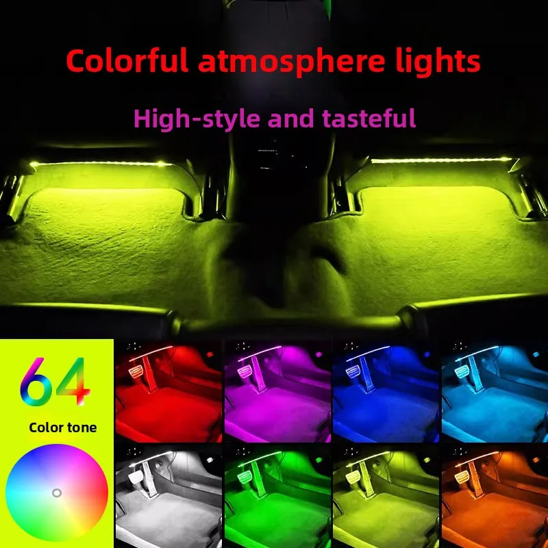 Car Interior LED Atmosphere Light USB Powered Music Rhythm Footwell Lamp Decorative Lighting for Car Interior Decor Night view 4