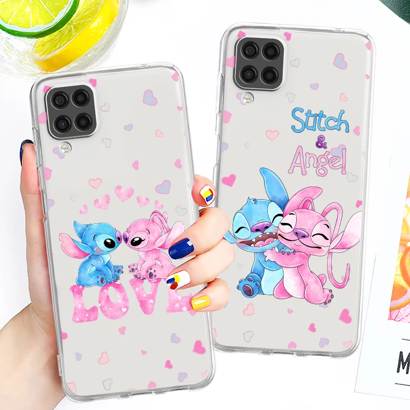 Stitch Lilo Angel For Samsung Galaxy A04 A04E A42 A12 A02S A91 A81 A71 A51 A41 A31 A21 Transparent Soft Phone Case Coque Capa