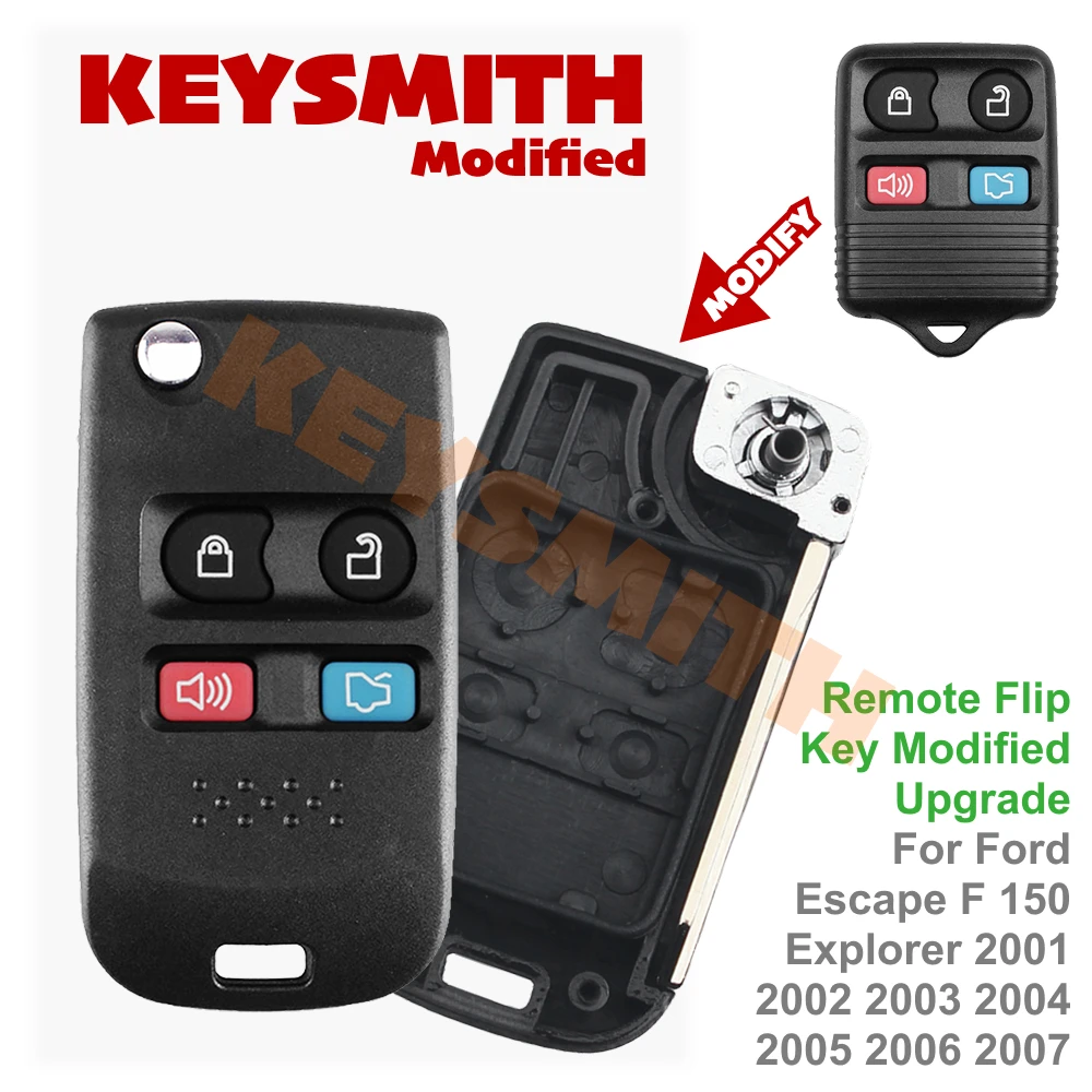 KEYSMITH Remote Flip Key Modified Upgrade For Ford Escape F 150 Explorer 2001-2007 Fob Case