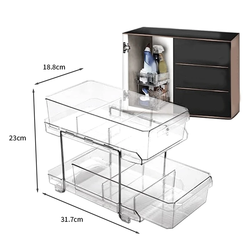 Rak Desktop multilapis transparan, rak penyimpanan kosmetik kamar mandi, Meja wastafel kamar mandi transparan mudah digunakan