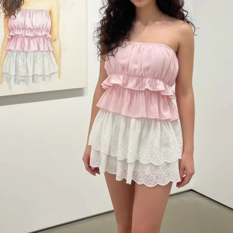 

2026 New Design Three-dimensional Sleeveless T-shirt New Niche Tube Top Dress Short