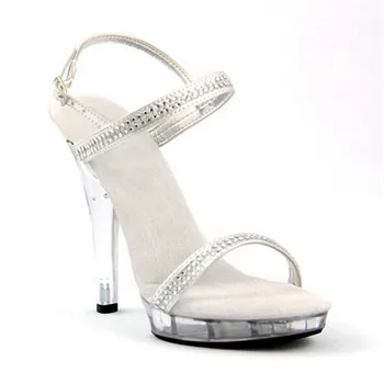 Chaussures à talons hauts de 13cm pour femmes, sandales en verre de Cendrillon, chaussures de spectacle de photographie d'art, chaussures de danse à la mode