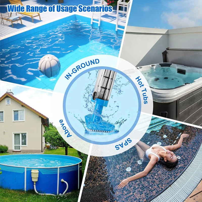 Electric Pool Vacuum Cleaner Rechargeable Handheld Pool Floor Vacuum Cordless Pool Bottom Suction Cleaner with Brush Accessories