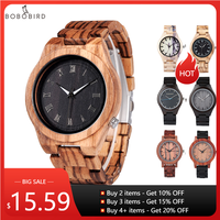 BOBO BIRD Wood Watch for Men Natural Handcrafted Wooden Watches Lightweight Quartz Wristwatch Limited Time Offer Customizable
