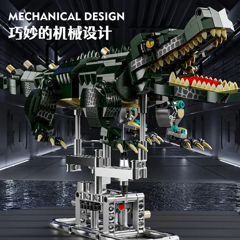 New Technical Mechanical Crocodile Sea Animal Amphibians Life Kits Light Building Blocks Bricks Assembly Toy Kid Christmas Gift