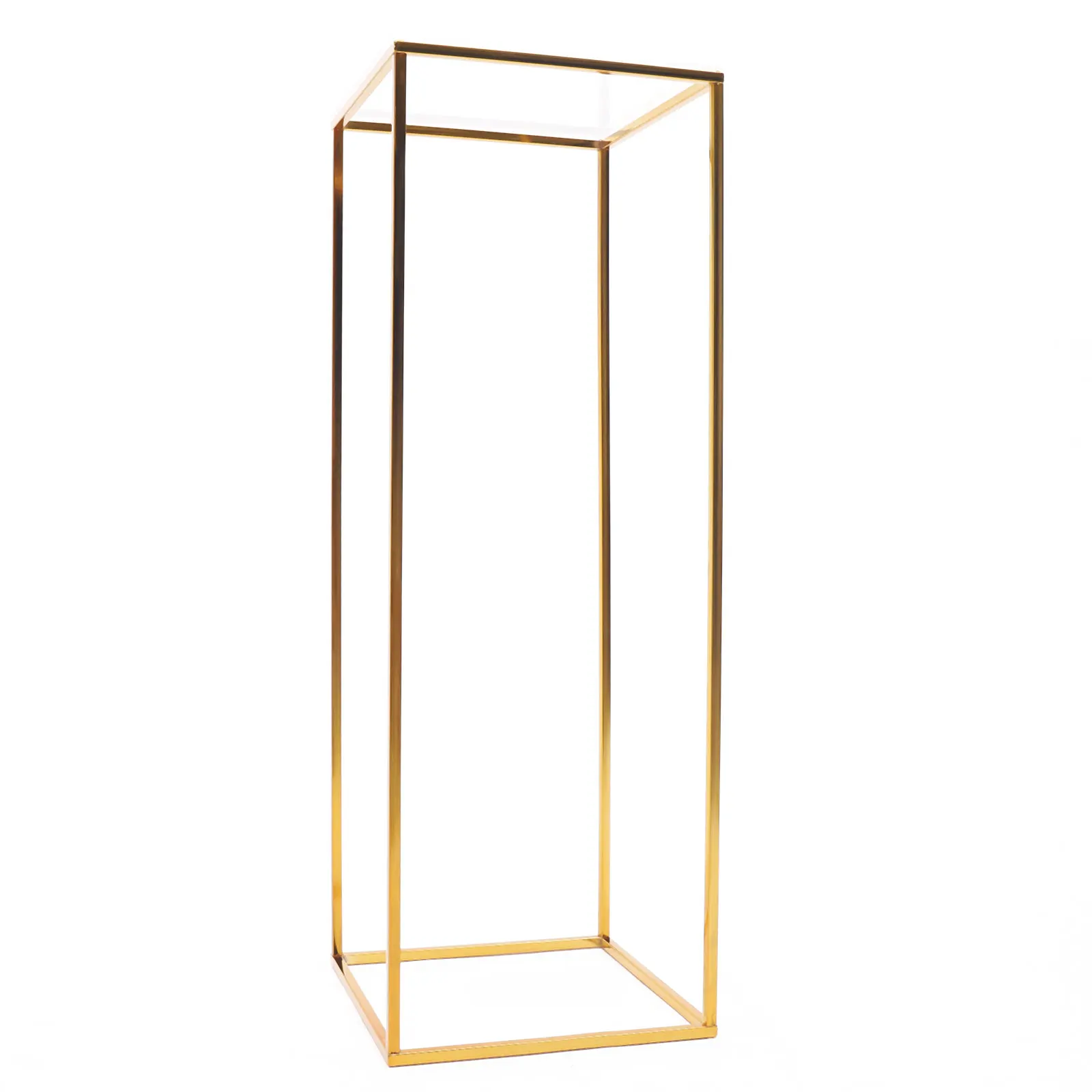 Gold Wedding Flower Stand Flower Vase Pillar Wedding Party Decor Balloon Display Rack Flower Holder Metal Rack W/ Acrylic Board