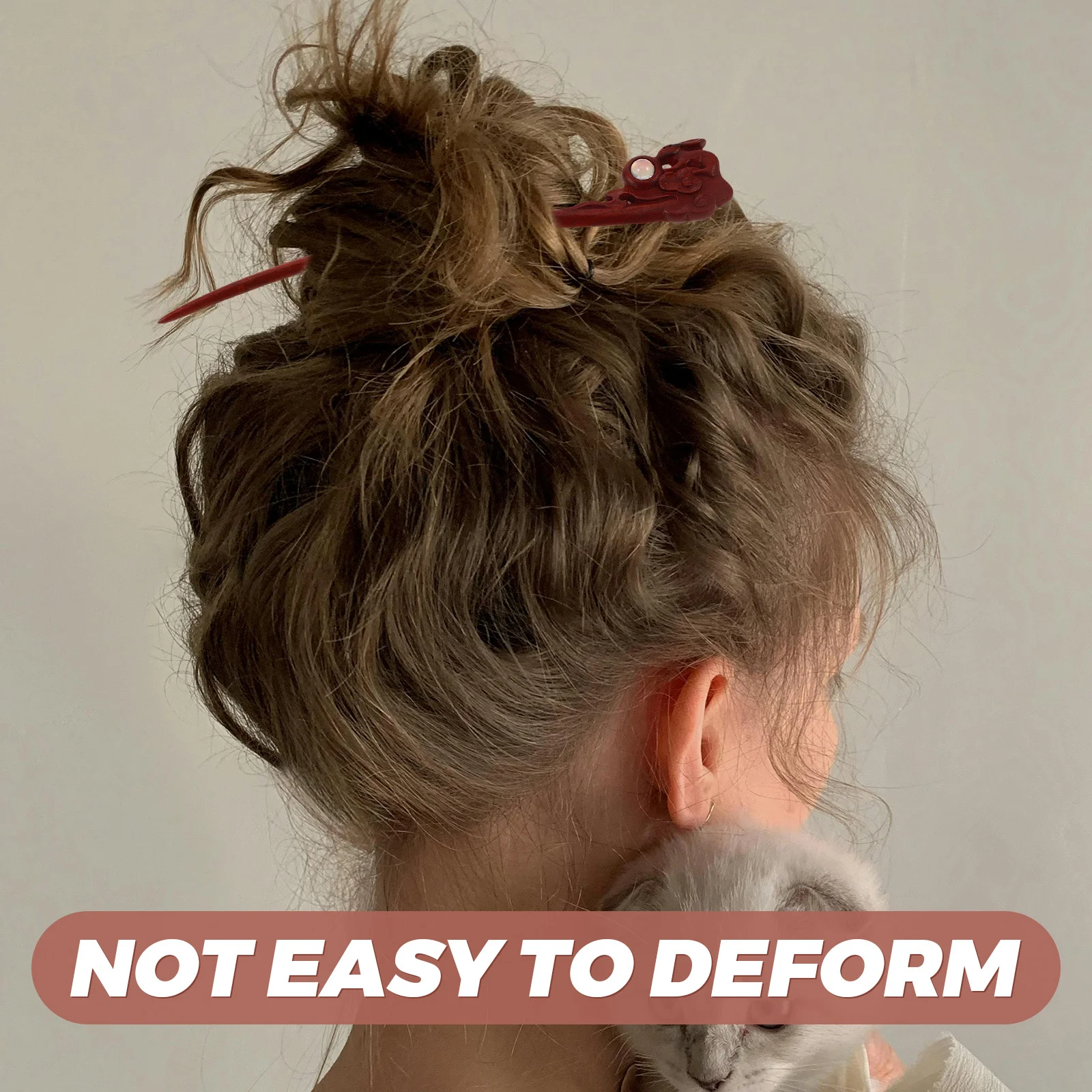 Vintage Wooden Hair Stick Red Sandalwood Retro Chinese Hairpin Lightweight for Daily Styles Wedding Hair Accessories for Women