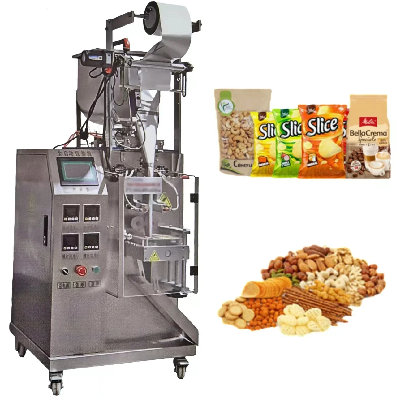 Automatic Vertical Bag Packaging Machine for Corn Puffed Food Cereal Snack Granules and Powders-Filling & Sealing