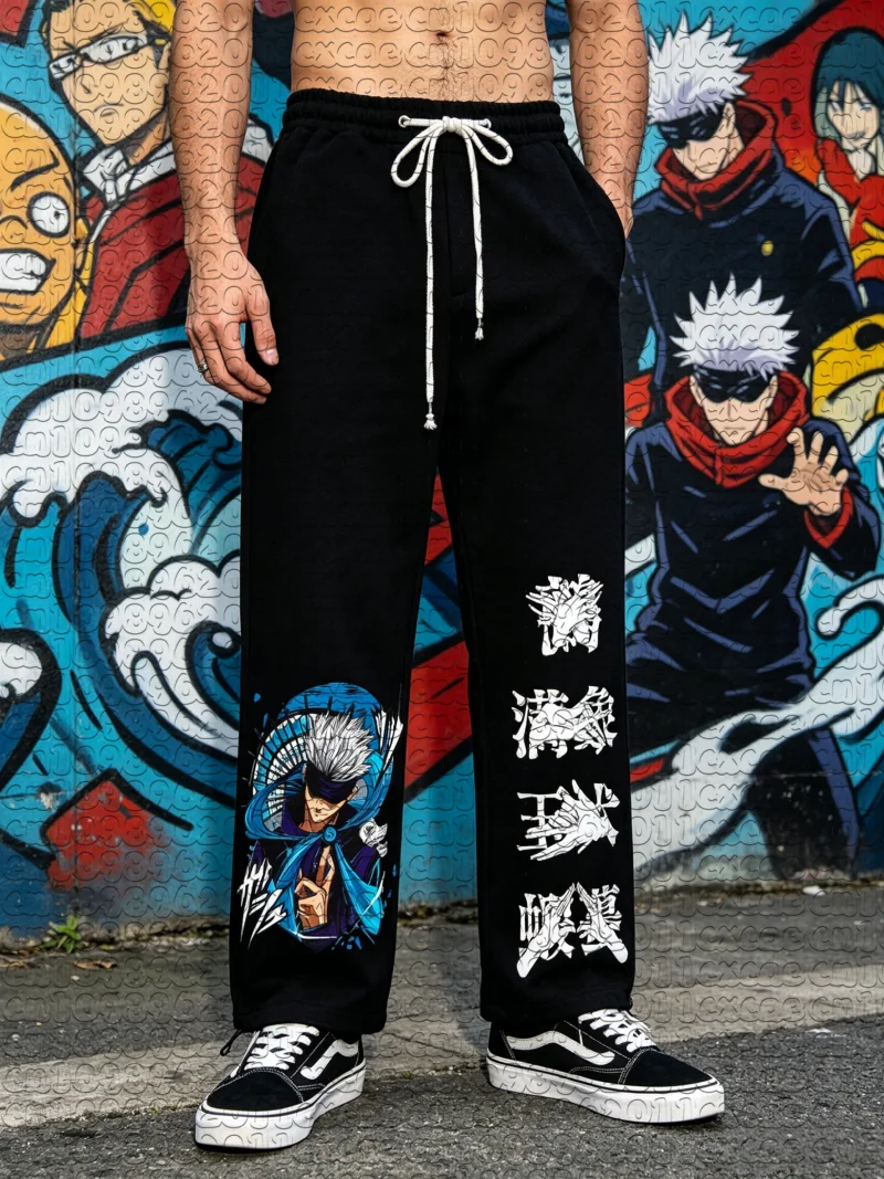 New Summer Anime Gojo Satoru Graphic Straight Pants Unisex Quick Dry Jujutsu Kaisen Loose Street Sports Casual Sweat Trousers