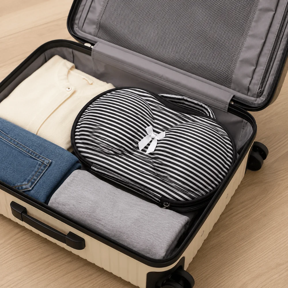 Waterproof Hard Shell Bra Storage Box Polka Dots Zipper Anti-deformation EVA Underwear Bag Compact Portable