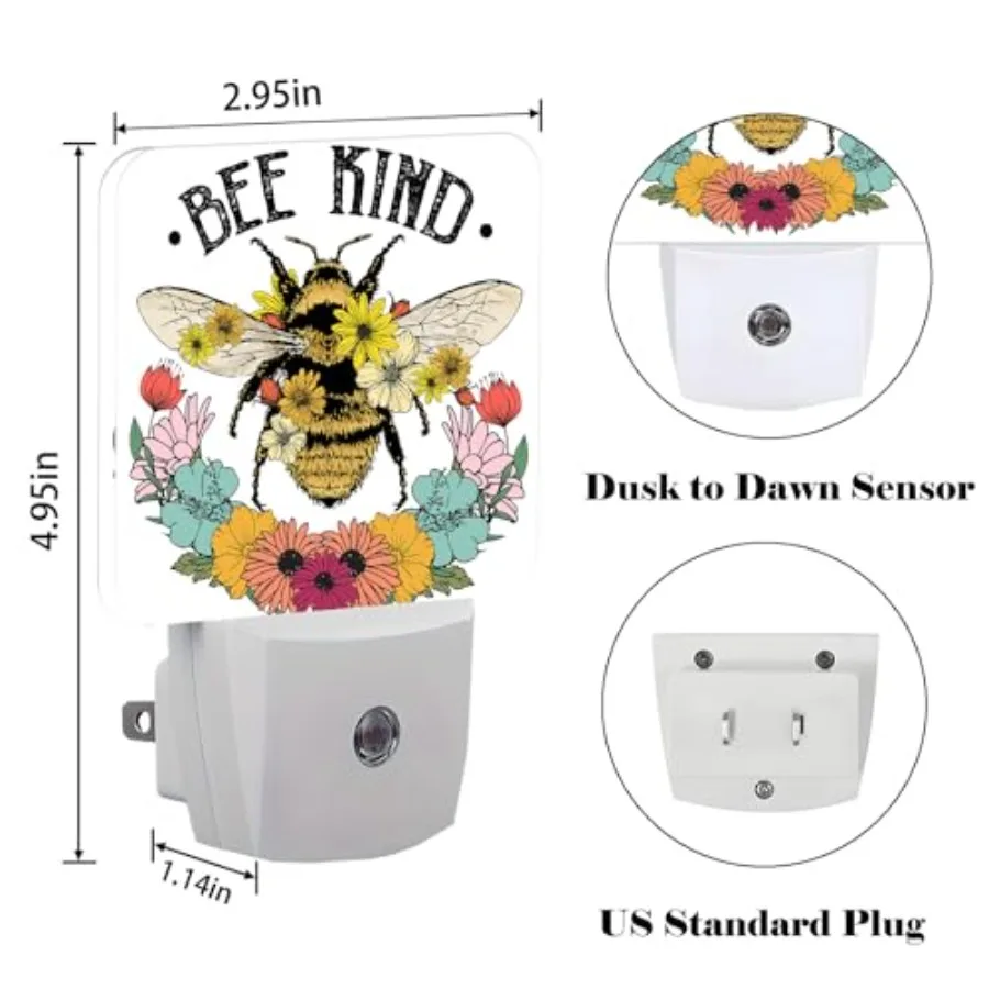 Night Light, Plug Into Wall for Boys Girls Bedroom Decorative Square Night Light Lamp 0.5w Sleep Friendly
