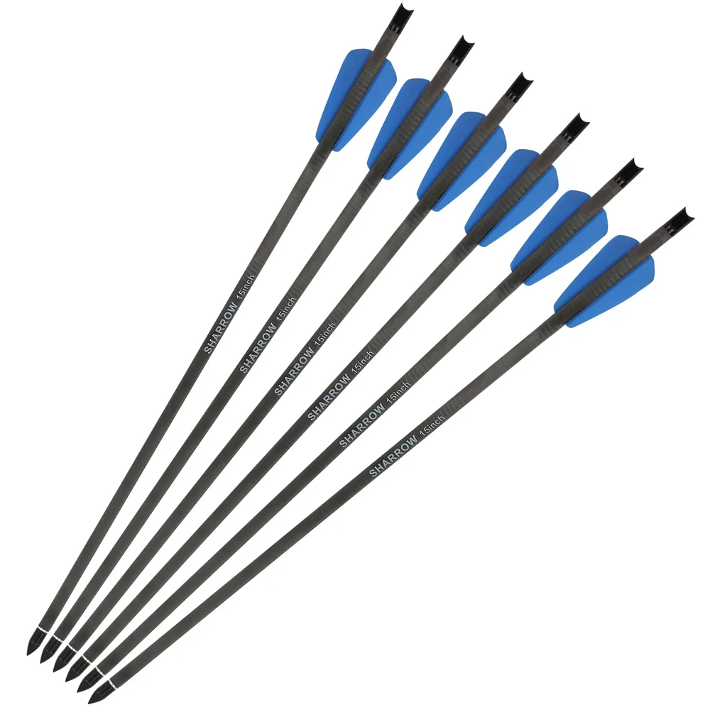 

6/12pc Crossbow Arrow 7.5"/15" Pure Carbon Arrow ID6.2mm OD7.4mm 100Grain Tip Bow Hunting Shooting Archery Target Crossbow Bolts