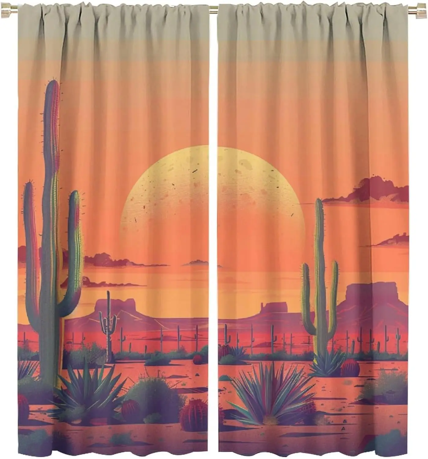 

Термошторы Arizona Cactus Desert Blackout для гостиной и спальни, с эффектом заката, 2 панели, с карманом для карниза